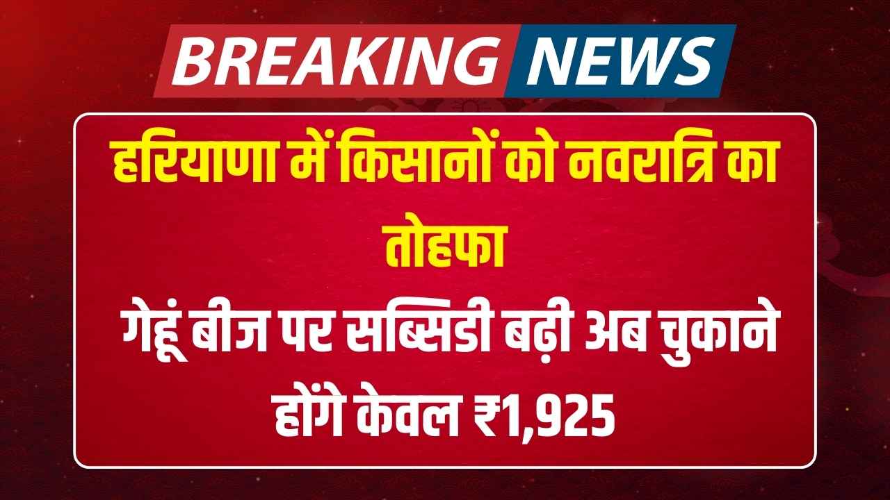 हरियाणा में किसानों को नवरात्रि का तोहफा: गेहूं बीज पर सब्सिडी बढ़ी, अब चुकाने होंगे केवल ₹1,925